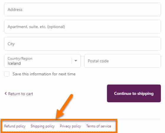 Shopify-Legal-Page-Links-On-The-Checkout-Page